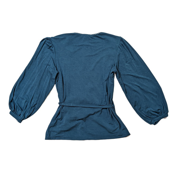 Laundry by Shelli Segal Teal Wrap top Size L - Picture 2 of 3